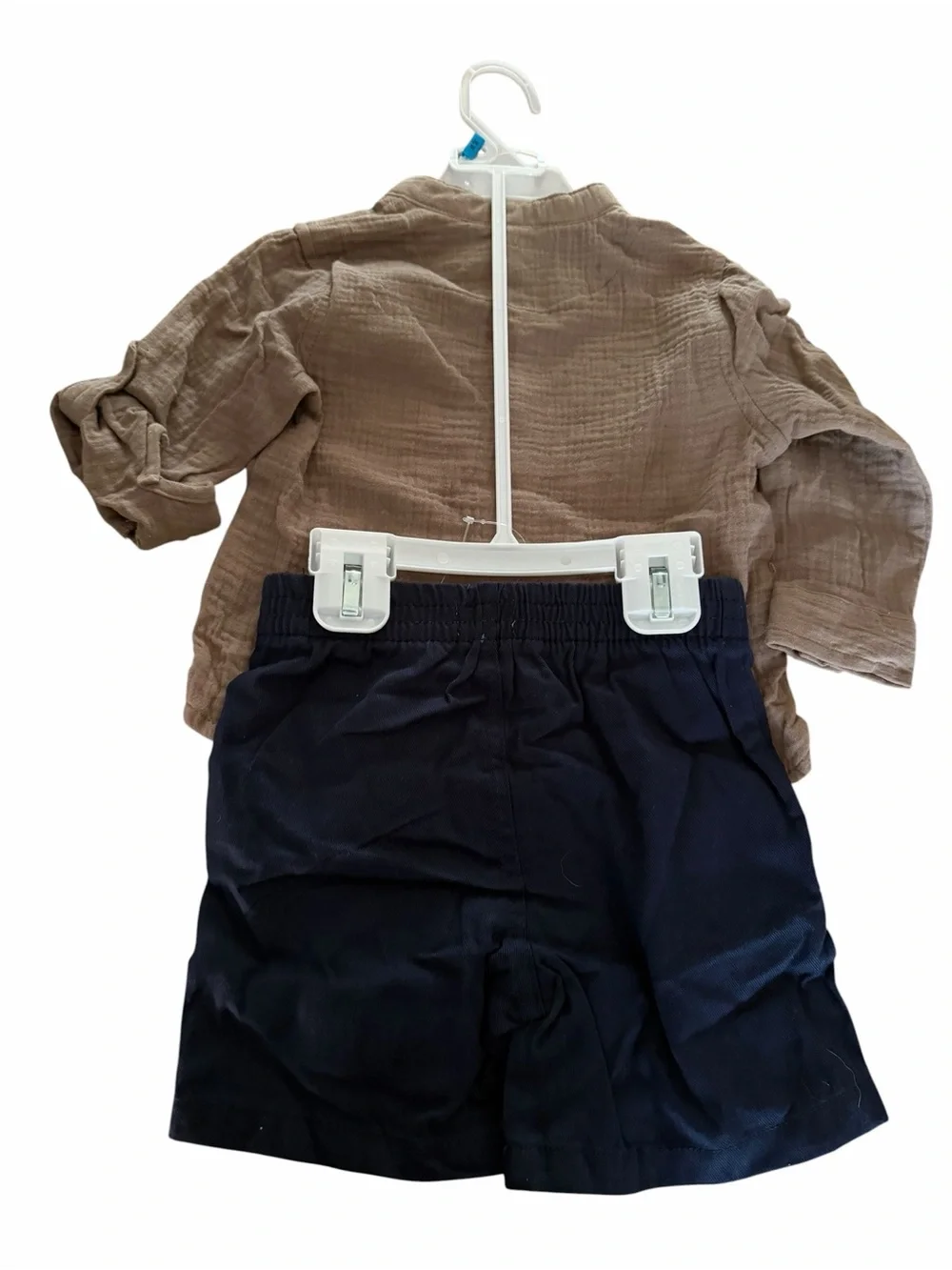 DKNY Brown Button-Front Shirt with Navy Shorts